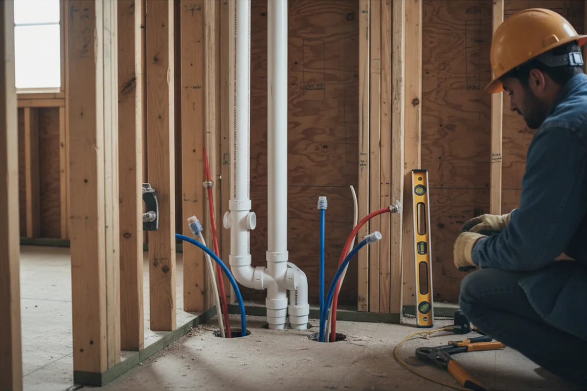 Drain and supply rough-in during Toilet Repair and Installation in East Longmeadow