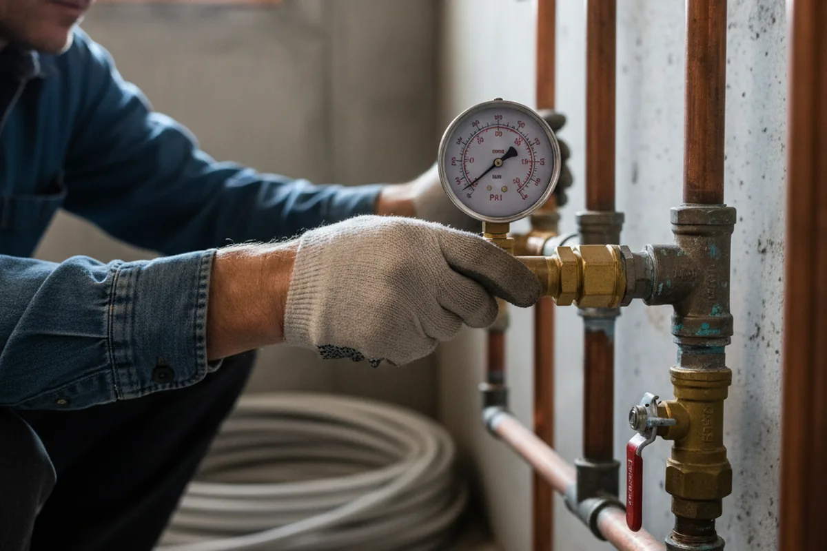 Pressure testing a repaired line during Water Line Repair in East Longmeadow